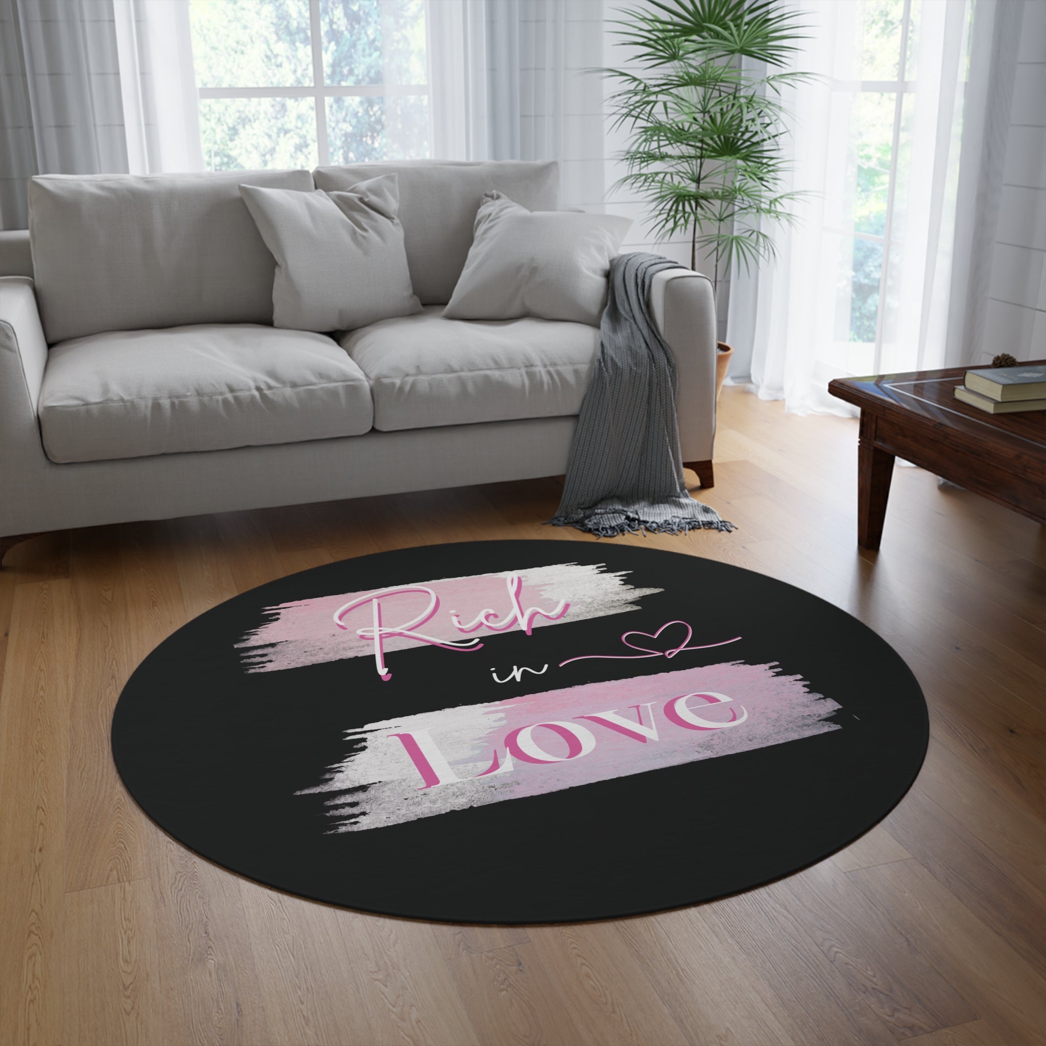 'Rich in Love' Round Rug — Soft Cozy Decorative Accent Rug