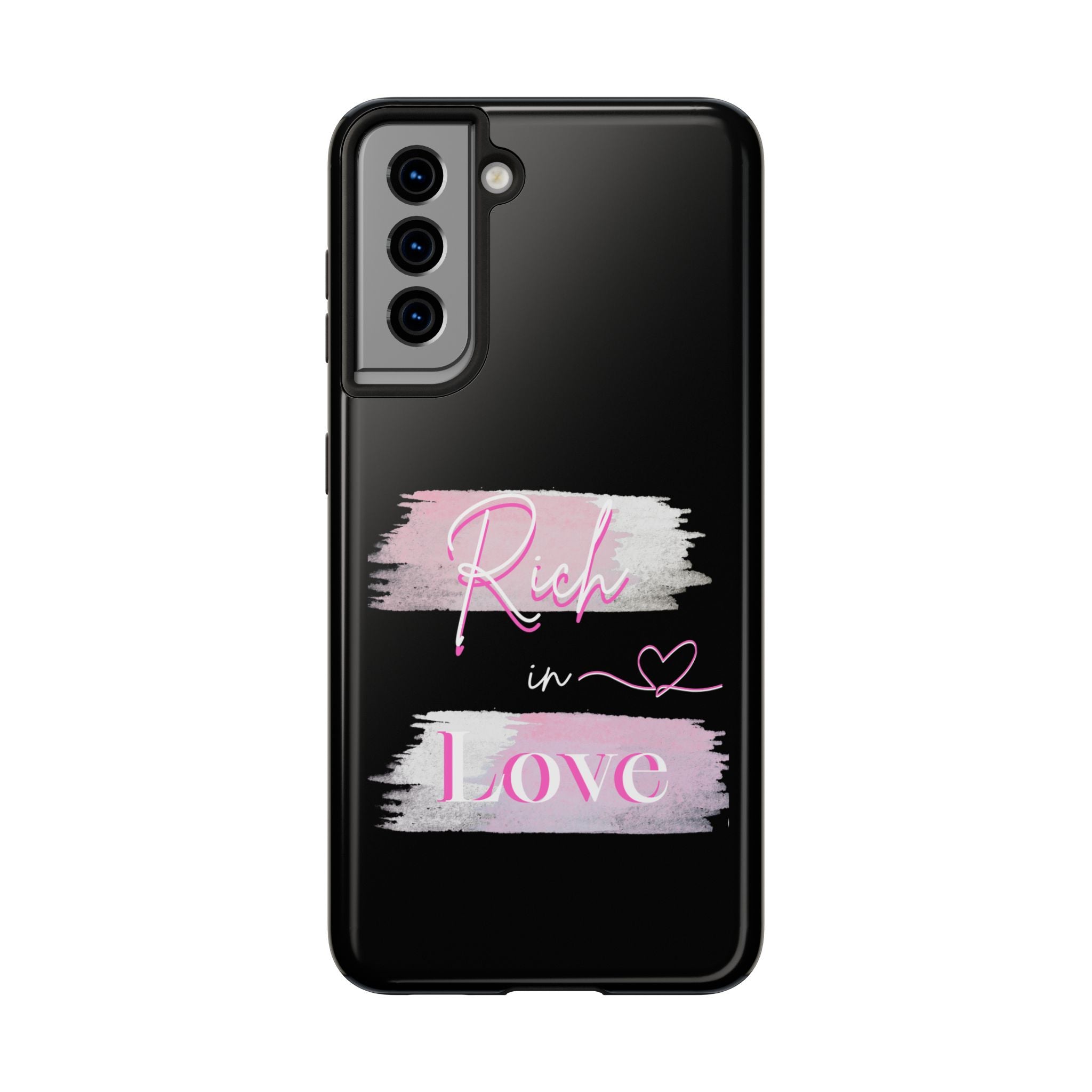 Phone Case — "Rich in Love" Pink Brushstroke Protective Tough Case