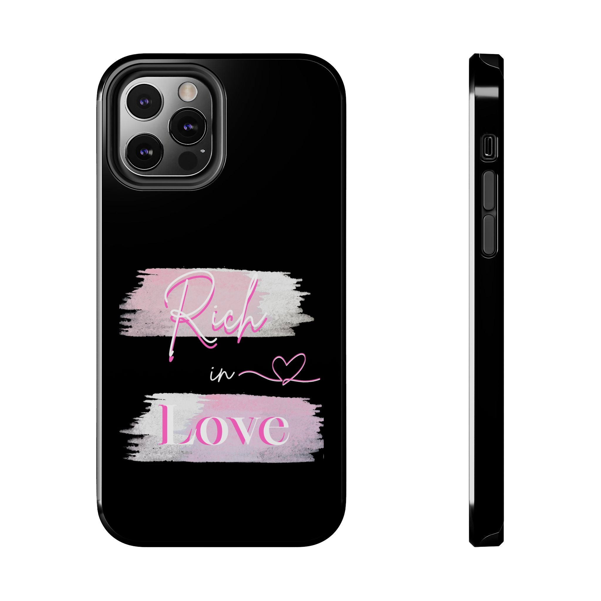 Phone Case — "Rich in Love" Pink Brushstroke Protective Tough Case