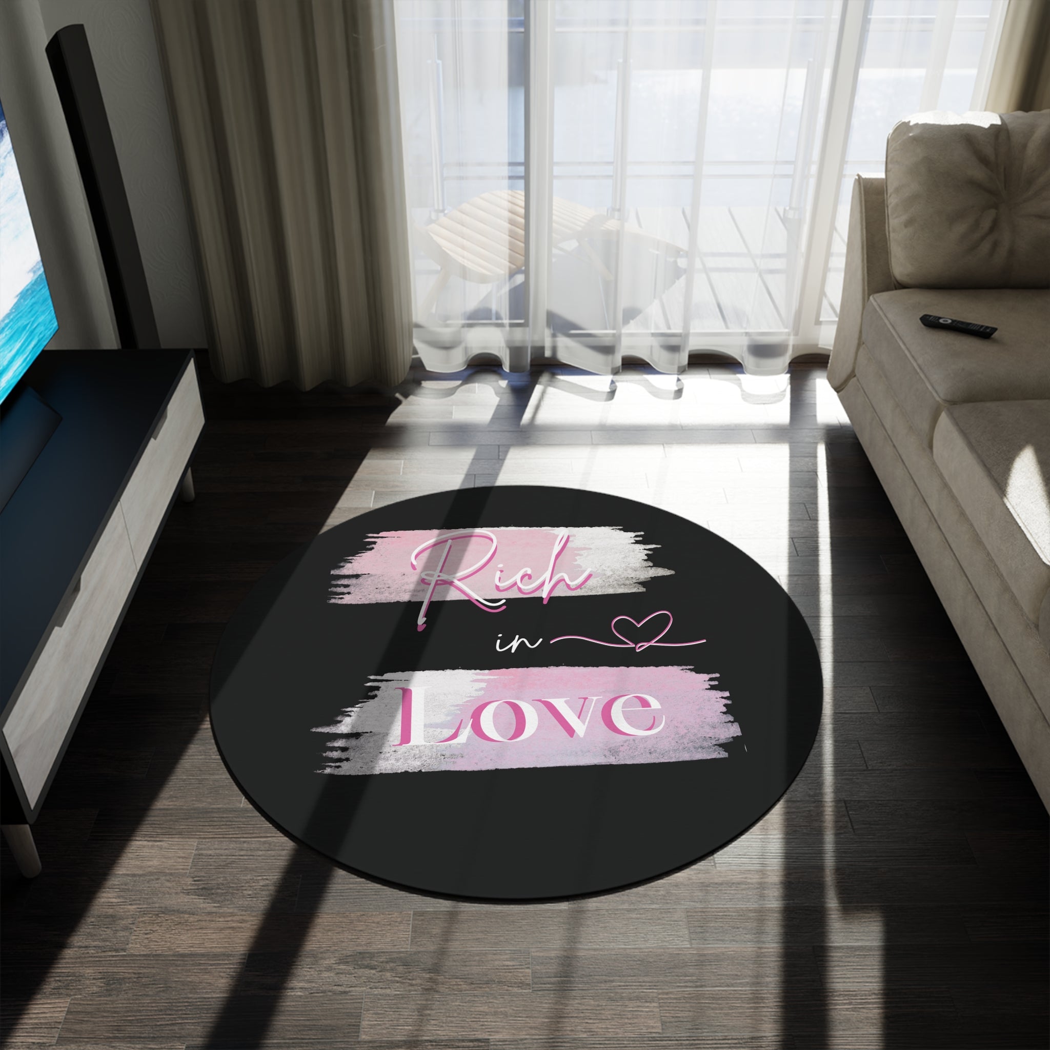 'Rich in Love' Round Rug — Soft Cozy Decorative Accent Rug