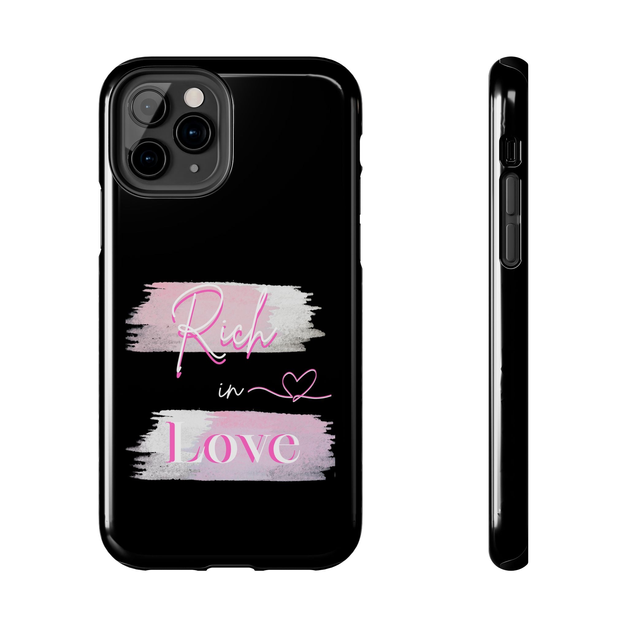 Phone Case — "Rich in Love" Pink Brushstroke Protective Tough Case