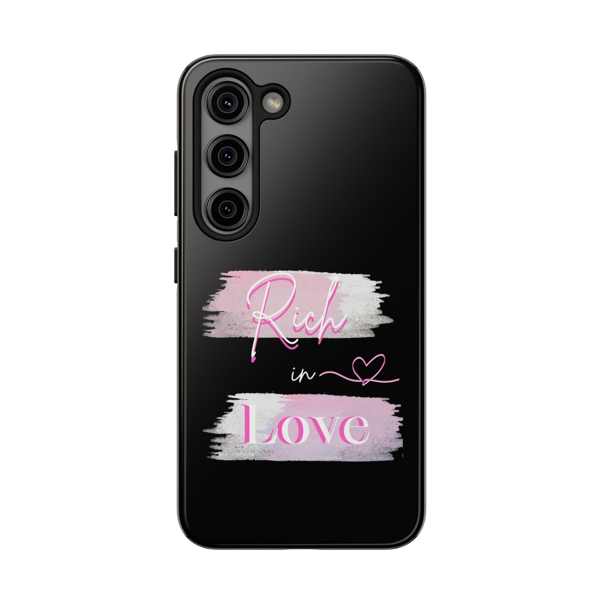 Phone Case — "Rich in Love" Pink Brushstroke Protective Tough Case