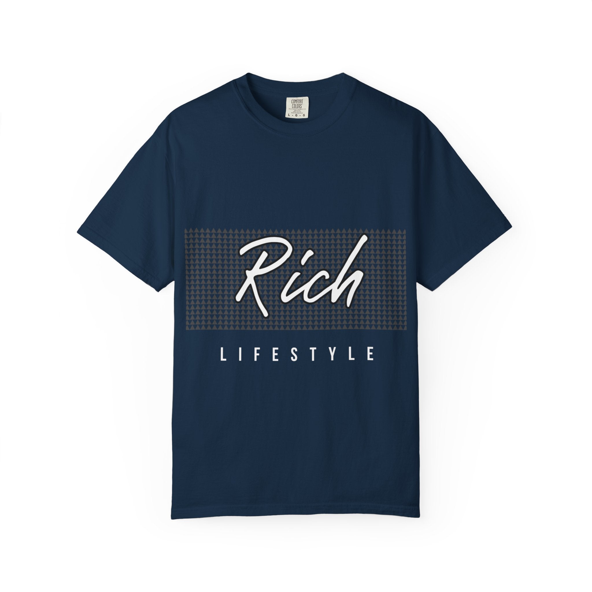 Rich Script Houndstooth Tee — Retro Graphic Cotton T-Shirt