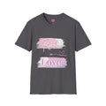 Rich in Love T-Shirt — Pink Brushstroke Heart Graphic Tee for Women & Girls