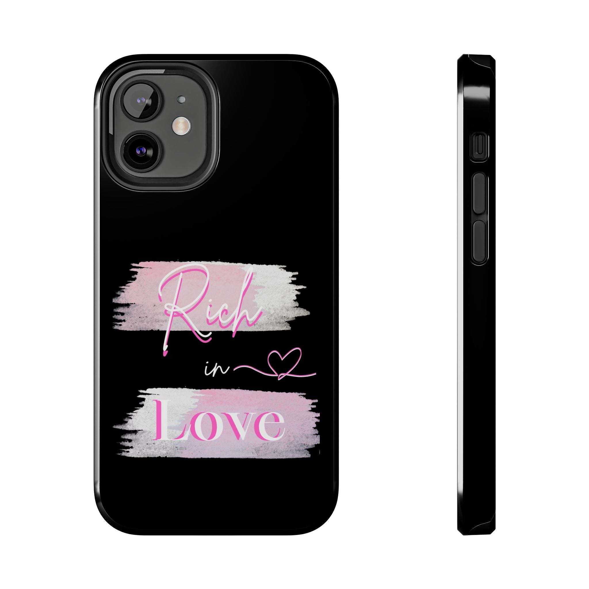 Phone Case — "Rich in Love" Pink Brushstroke Protective Tough Case