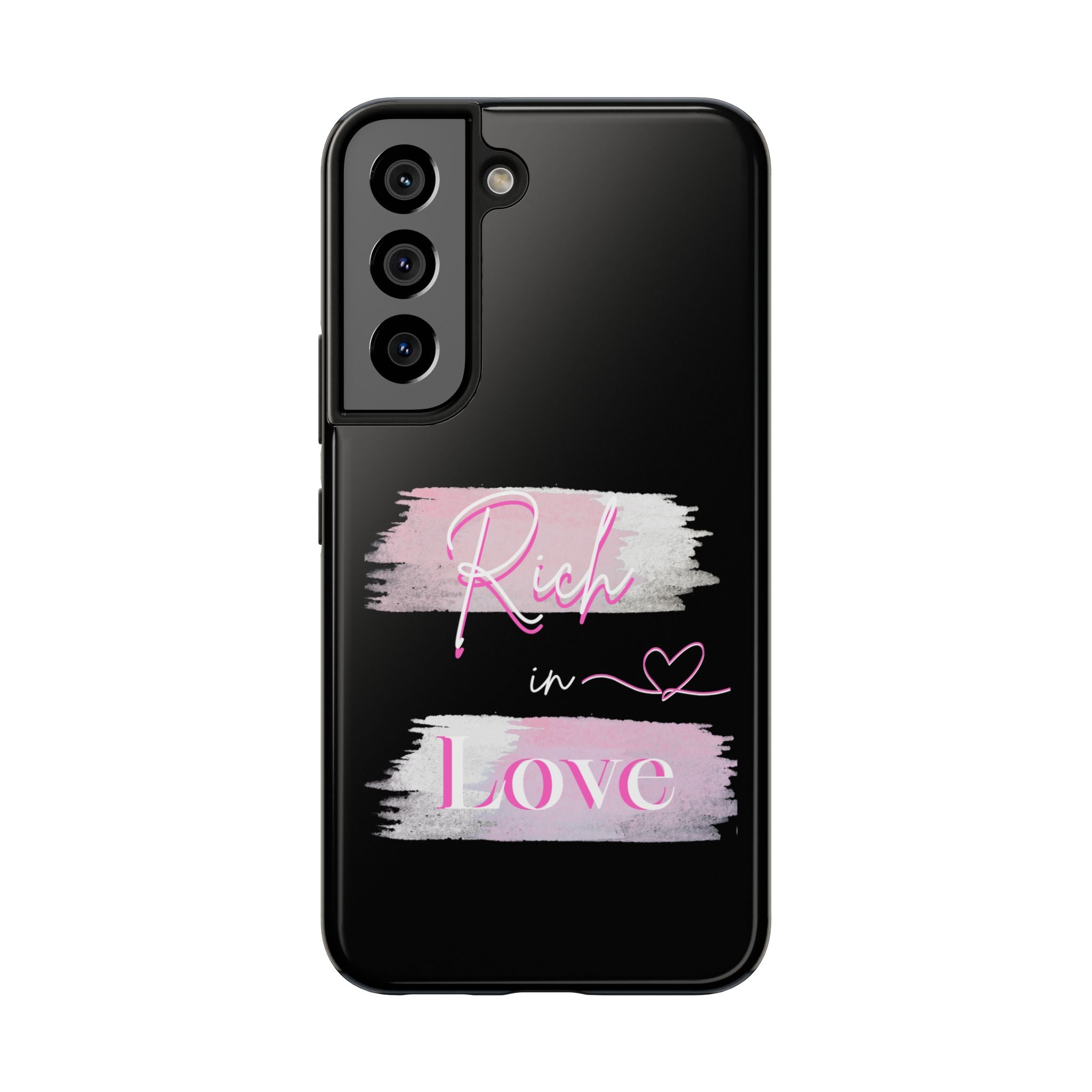 Phone Case — "Rich in Love" Pink Brushstroke Protective Tough Case