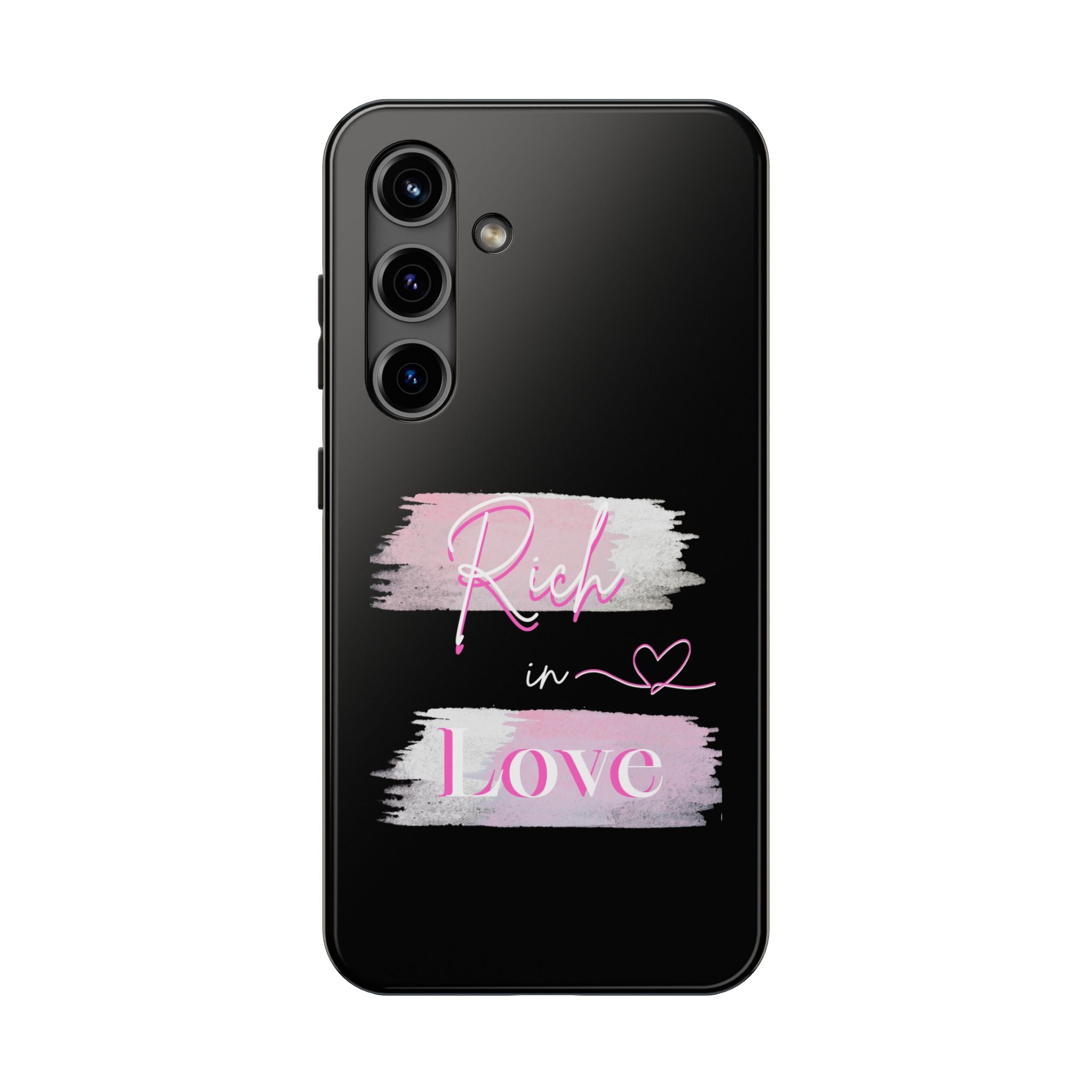 Phone Case — "Rich in Love" Pink Brushstroke Protective Tough Case