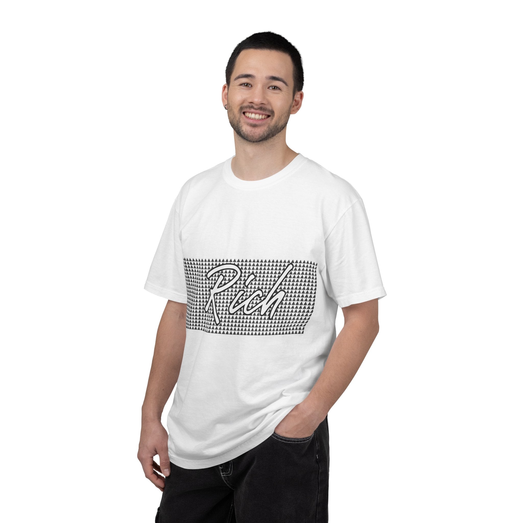 Rich Script Houndstooth Tee — Retro Graphic Cotton T-Shirt